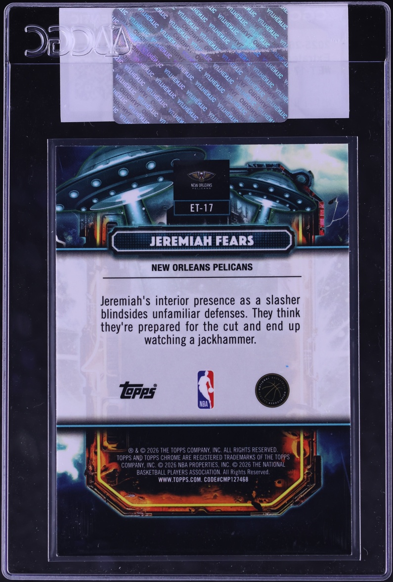 2025 Topps Chrome Cosmic Extraterrestrial Talent Jeremiah Fears ROOKIE #ET-17 CGC AUTH