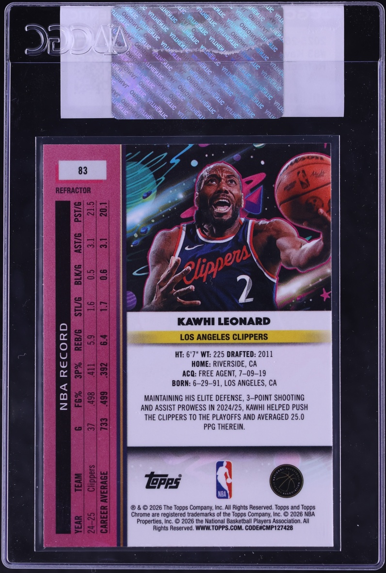 2025 Topps Chrome Cosmic Refractor Kawhi Leonard #83 CGC AUTH
