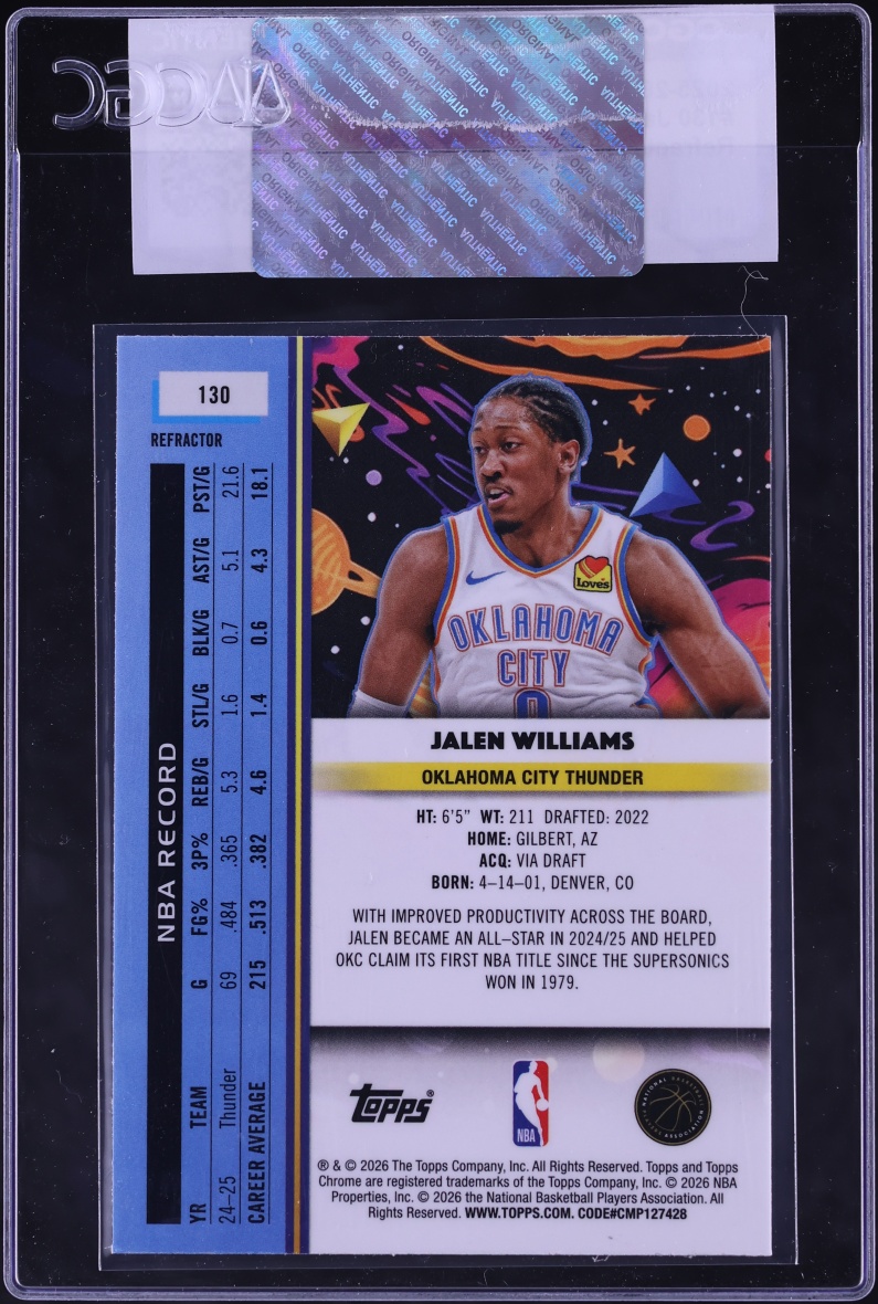 2025 Topps Chrome Cosmic Refractor Jalen Williams #130 CGC AUTH