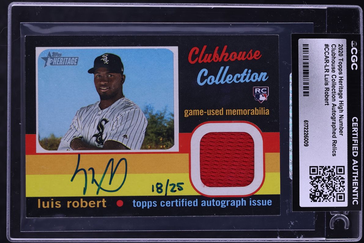 2020 Topps Heritage High Number Clubhouse Luis Robert ROOKIE PATCH AUTO /25 #CCAR-LR CGC AUTH