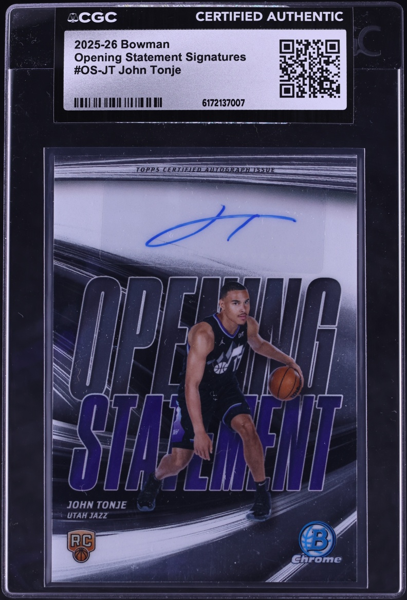 2025 Bowman Chrome Opening Statement Signatures John Tonje ROOKIE AUTO #OS-JT CGC AUTH
