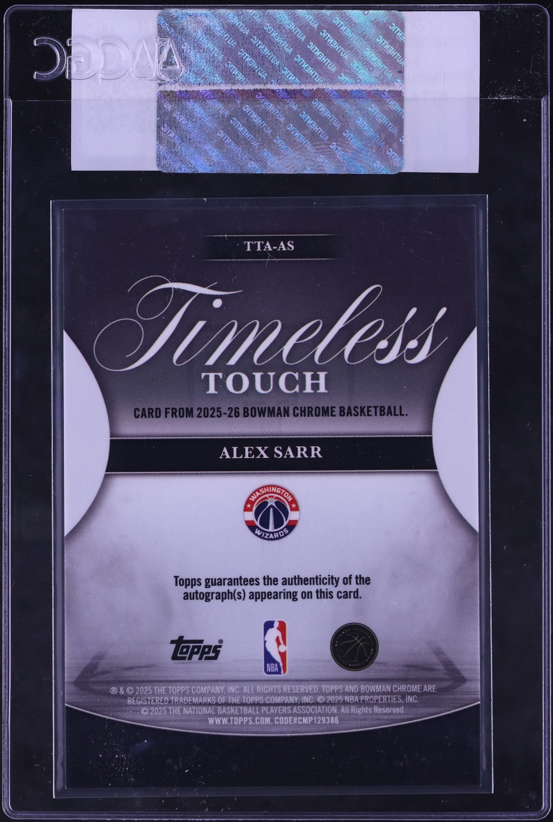 2025 Bowman Chrome Timeless Touch Alex Sarr AUTO #TTA-AS CGC AUTH