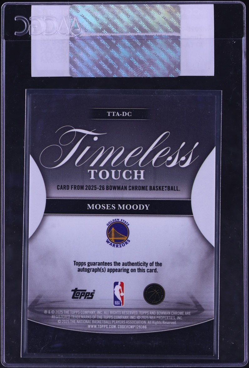 2025 Bowman Chrome Timeless Touch Moses Moody AUTO #TTA-DC CGC AUTH