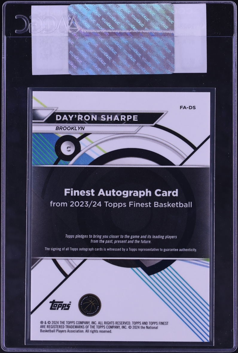 2023 Finest Basketball Day'Ron Sharpe AUTO #FA-DS CGC AUTH