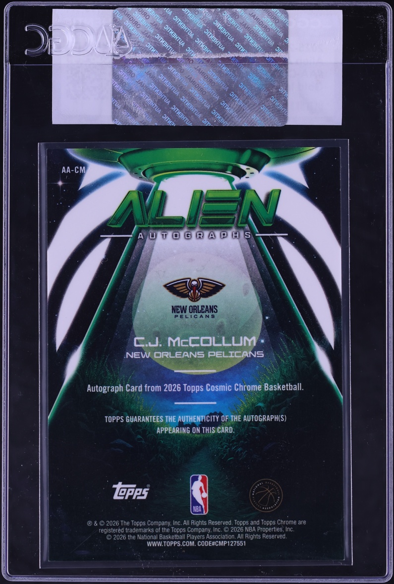 2025 Topps Chrome Cosmic Alien Gold Interstellar Refractor C.J. McCollum AUTO /50 CGC AUTH