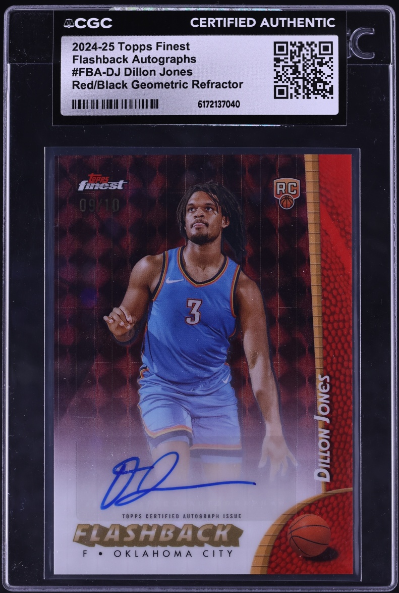 2024 Finest Flashback Red Black Geometric Refractor Dillon Jones ROOKIE AUTO /10 CGC AUTH