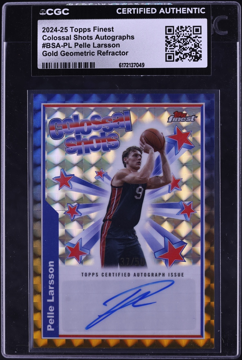 2024 Finest Colossal Shots Gold Geometric Refractor Pelle Larsson ROOKIE AUTO /50 CGC AUTH