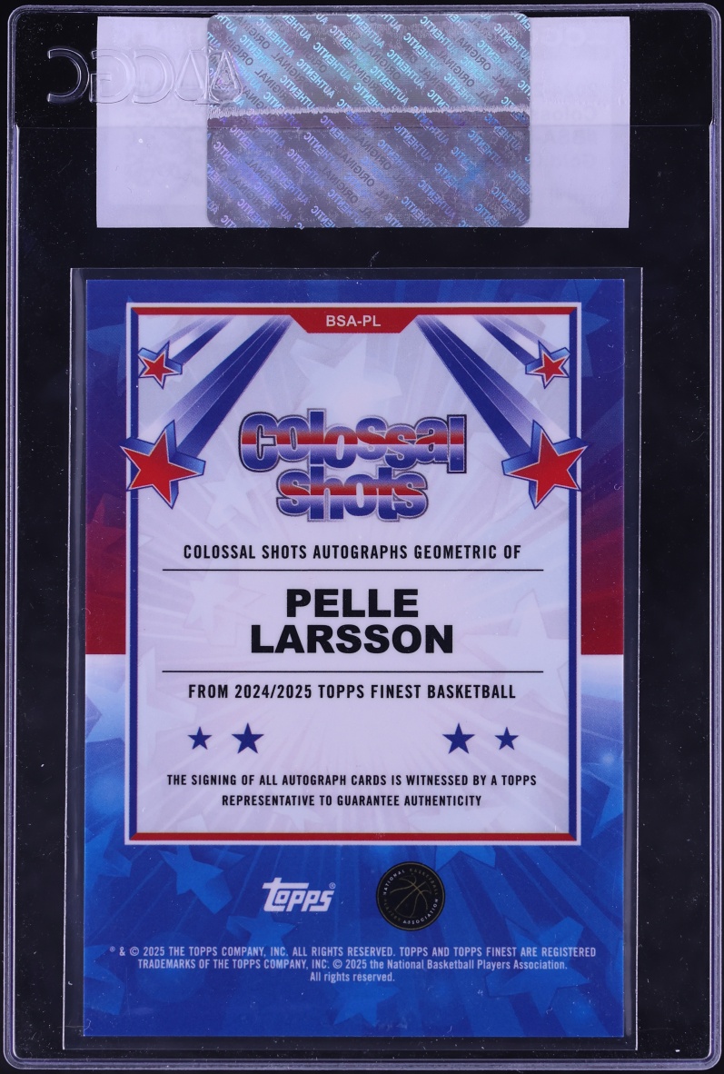 2024 Finest Colossal Shots Gold Geometric Refractor Pelle Larsson ROOKIE AUTO /50 CGC AUTH