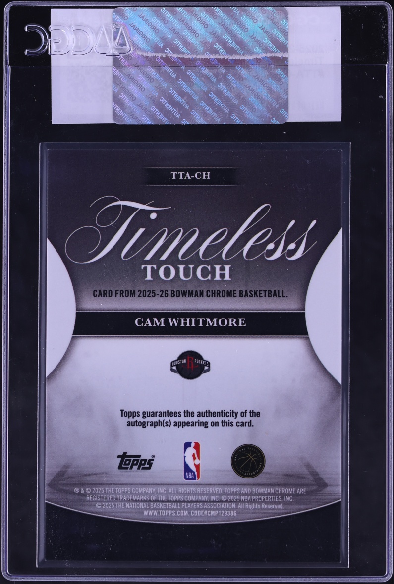 2025 Bowman Chrome Timeless Touch Cam Whitmore AUTO #TTA-CH CGC AUTH