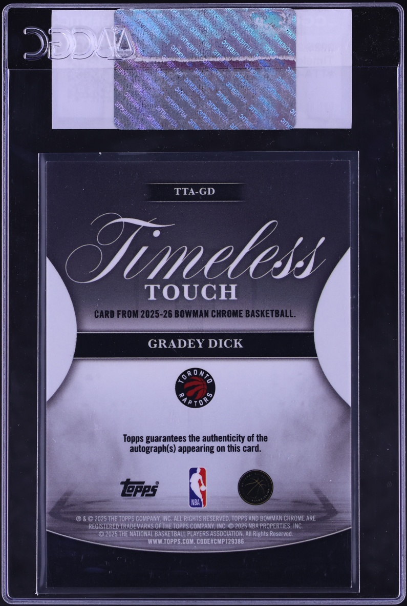 2025 Bowman Chrome Timeless Touch Gradey Dick AUTO #TTA-GD CGC AUTH