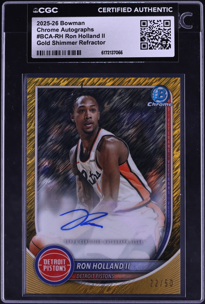 2025 Bowman Chrome Gold Shimmer Refractor Ron Holland II AUTO /50 #BCA-RH CGC AUTH