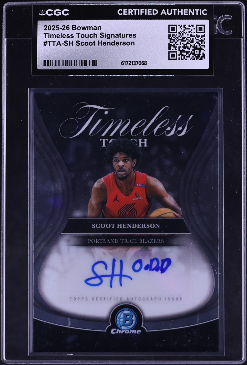 2025 Bowman Chrome Timeless Touch Scoot Henderson AUTO #TTA-SH CGC AUTH