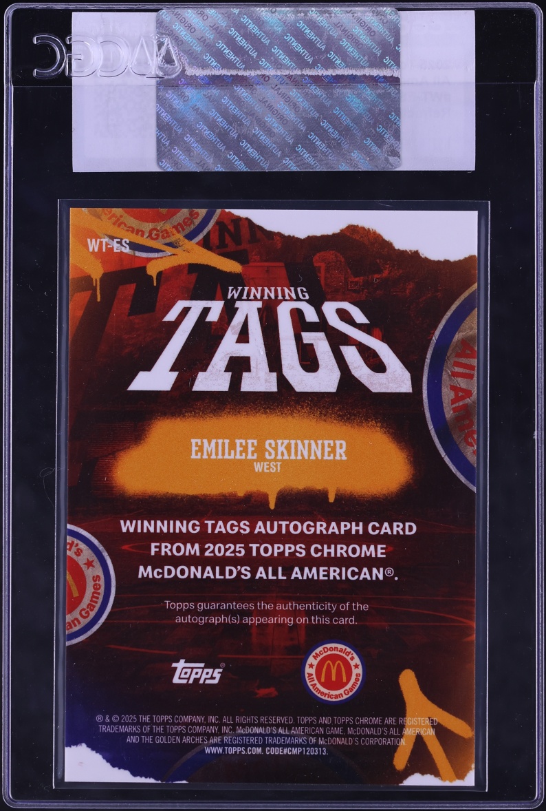 2025 Topps Chrome McDonald's All American Winning Tag Refractor Emilee Skinner RC AUTO CGC AUTH