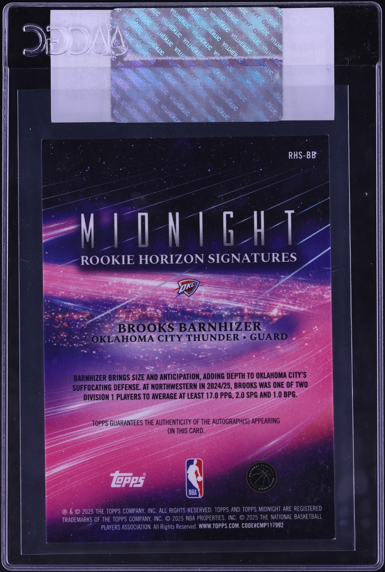 2025 Topps Midnight Horizon Signatures Brooks Barnhizer ROOKIE AUTO #RHS-BB CGC AUTH