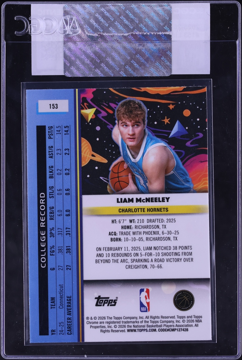 2025 Topps Cosmic Chrome Liam McNeeley ROOKIE #153 CGC AUTH