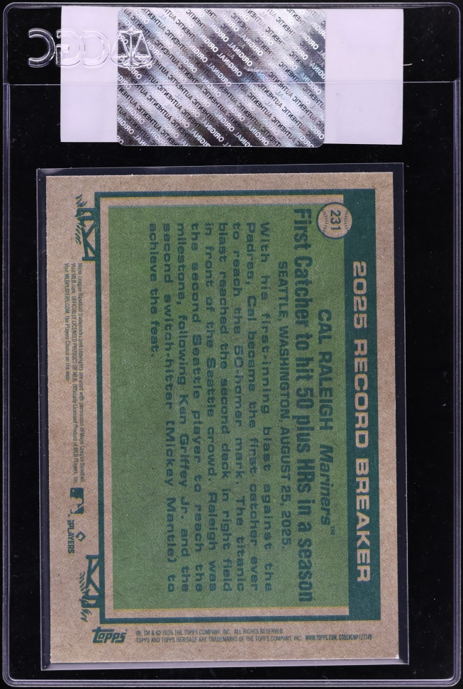 2026 Topps Heritage Cal Raleigh #231 CGC AUTH