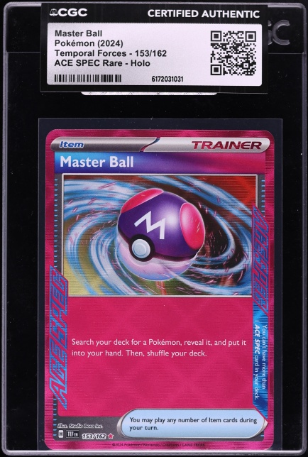 2024 Pokemon Scarlet & Violet Temporal Forces Ace Spec Master Ball #153 CGC AUTH