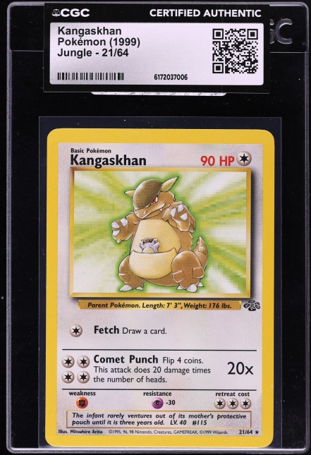 kangaskhan pokemon card value 5 64 1999 Jungle 1st Edition #21 PSA 10 GEM MINT on Fanatics Collect holofoil pattern or surface detail) Rare Kangaskhan 90Hp #5 Pokémon