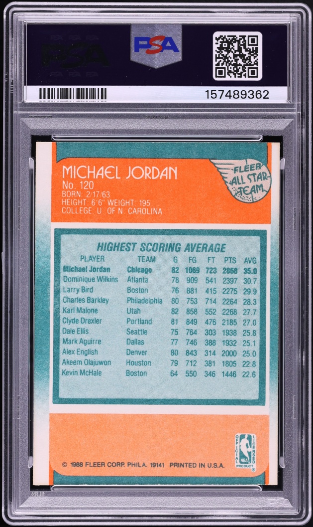 1988 Fleer All Star Michael Jordan #120 PSA 7 NRMT