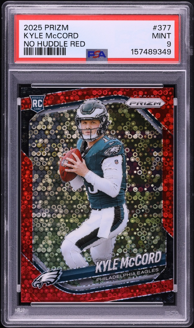 2025 Panini Prizm No Huddle Red Kyle McCord ROOKIE /99 #377 PSA 9 MINT