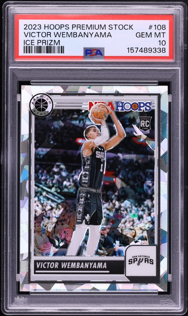 2023 Hoops Premium Stock Ice Prizm Victor Wembanyama ROOKIE #108 PSA 10 GEM MINT