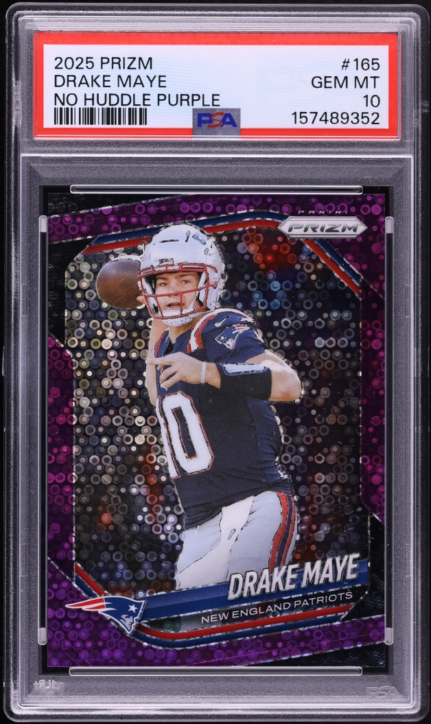 2025 Panini Prizm No Huddle Purple Drake Maye /75 #165 PSA 10 GEM MINT