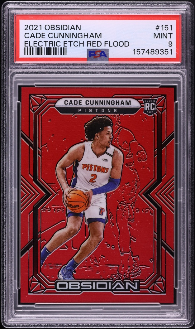 2021 Panini Obsidian Electric Etch Red Flood Cade Cunningham ROOKIE #151 PSA 9 MINT