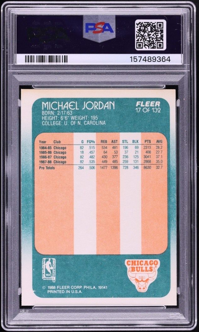 1988 Fleer Basketball Michael Jordan #17 PSA 5 EX