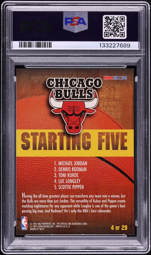 1996 Hoops Starting Five Chicago Bulls w/ Michael Jordan #4 PSA 7 NRMT