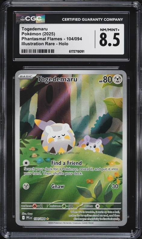2025 Pokemon Mega Evolution Phantasmal Flames IR Togedemaru #104 CGC 8.5 NM-MT+