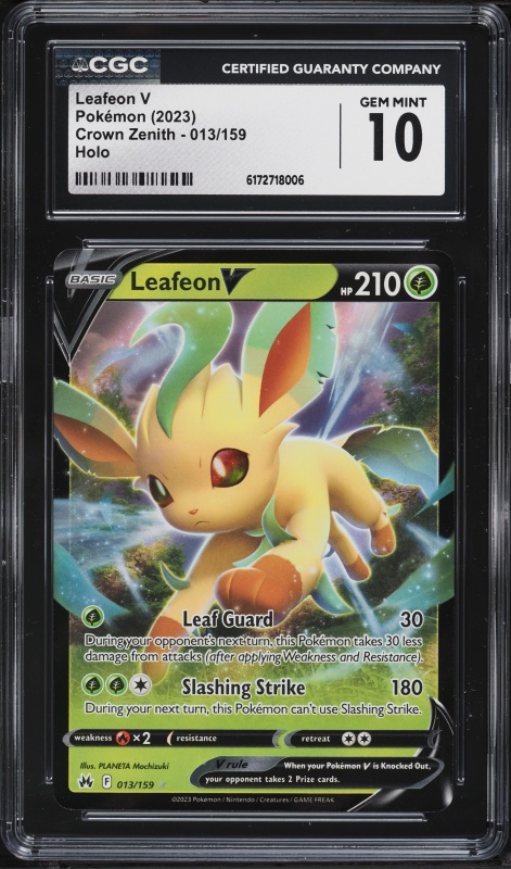 2023 Pokemon Sword & Shield Crown Zenith Holo Leafeon V #13 CGC 10 GEM MINT