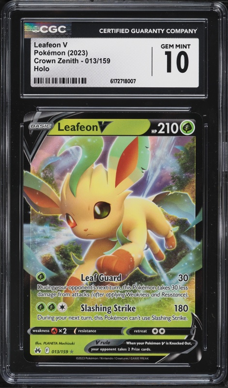 2023 Pokemon Sword & Shield Crown Zenith Holo Leafeon V #13 CGC 10 GEM MINT