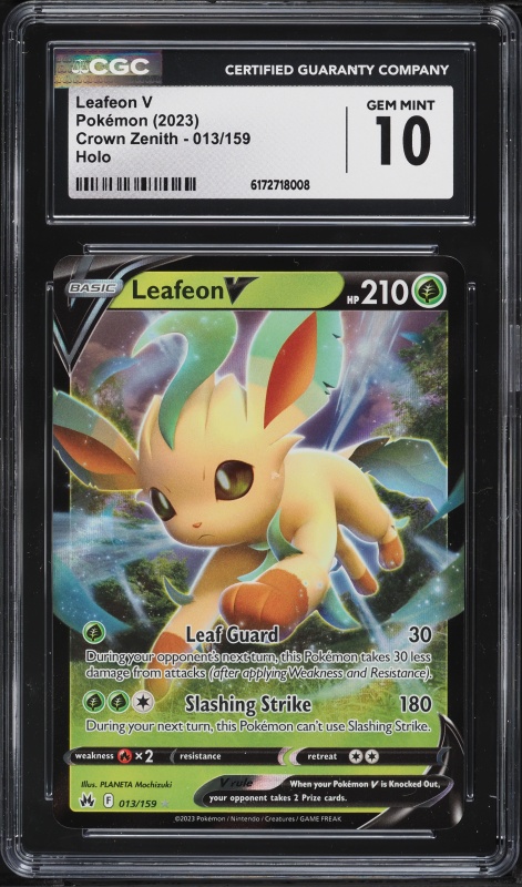 2023 Pokemon Sword & Shield Crown Zenith Holo Leafeon V #13 CGC 10 GEM MINT
