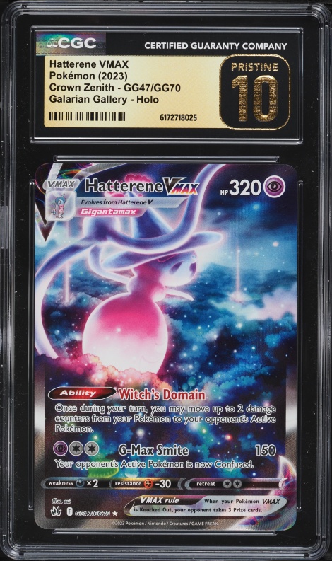 2023 Pokemon Sword & Shield Crown Zenith Alt Art Hatterene Vmax #GG47 CGC 10 PRISTINE