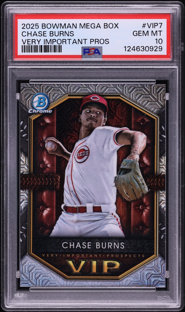 2025 Bowman Mega Box Very Important Prospects Chase Burns #VIP7 PSA 10 GEM MINT