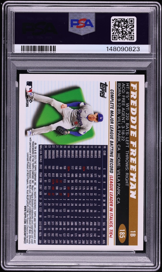 2025 Topps Archives Green Foilboard Freddie Freeman /99 #185 PSA 8 NM-MT
