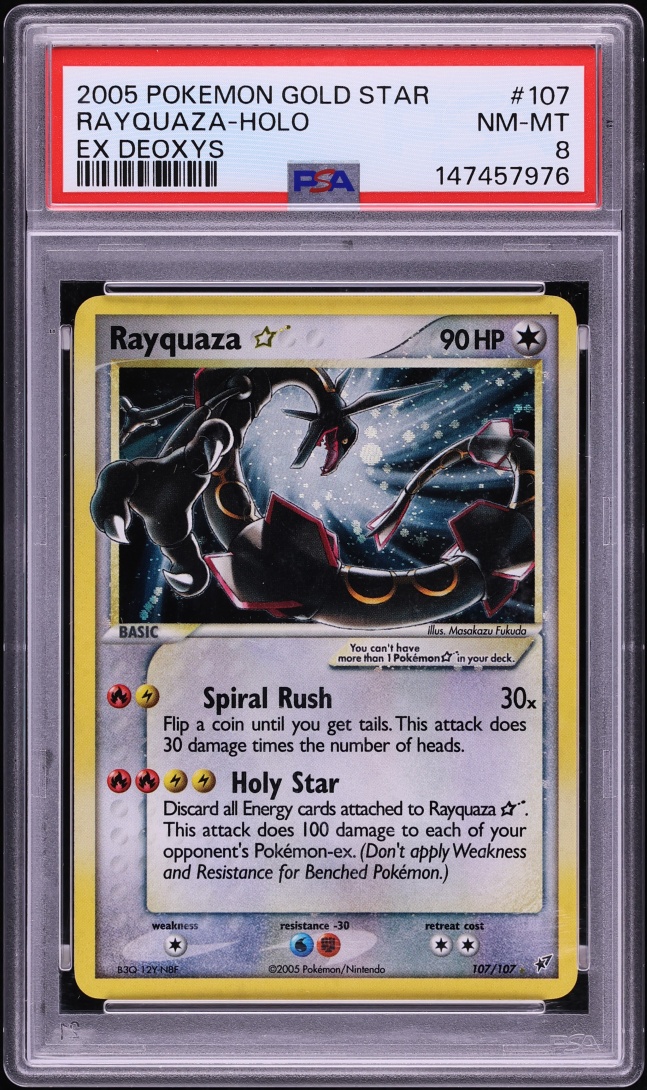 2005 Pokemon EX Deoxys Holo Rayquaza Gold Star #107 PSA 8 NM-MT