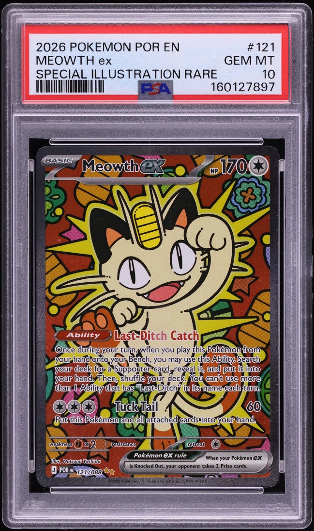 2026 Pokemon Perfect Order Special Illustration Rare Meowth Ex #121 PSA 10 GEM MINT