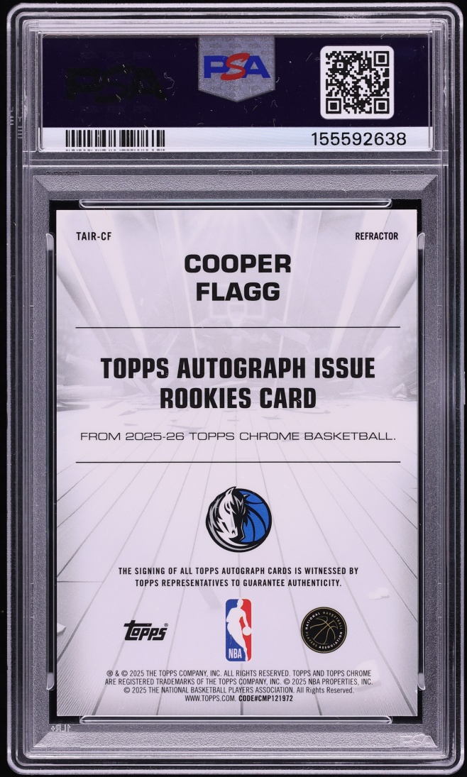 2025 Topps Chrome Refractor Cooper Flagg ROOKIE AUTO #TAIR-CF PSA 9 MINT