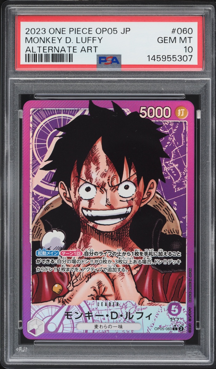 2023 One Piece Japanese Awakening Of The New Era Alt Art Monkey D. Luffy L #OP05-060 PSA 10 GEM