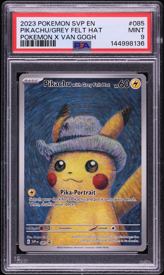 2023 Pokemon Scarlet & Violet Promo Van Gogh Full Art Pikachu With Grey Felt Hat #85 PSA 9 MINT