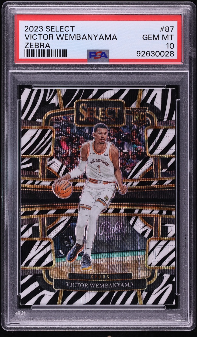 2023 Select Concourse Zebra Prizm Victor Wembanyama ROOKIE #87 PSA 10 GEM MINT