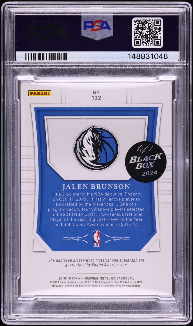 2024 Panini Black Box '18 NT FOTL Jalen Brunson ROOKIE PATCH AUTO DNA 10 1/1 #132 PSA 10 GEM