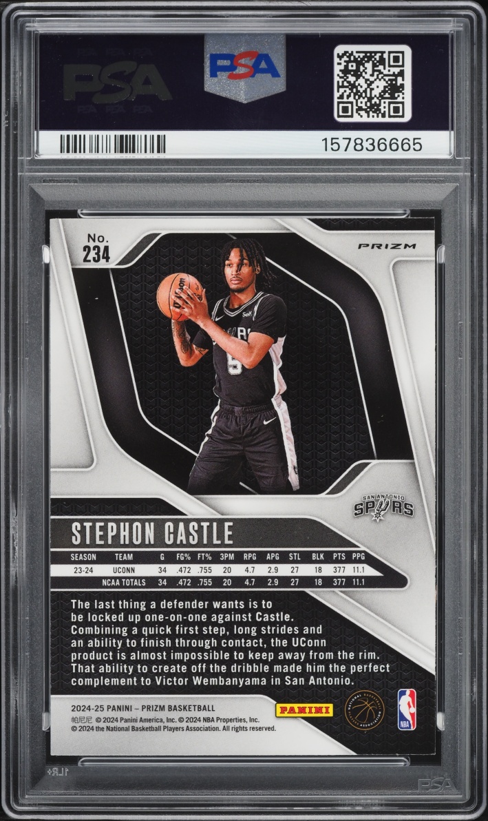 2024 Panini Prizm Orange Ice Stephon Castle ROOKIE #234 PSA 10 GEM MINT