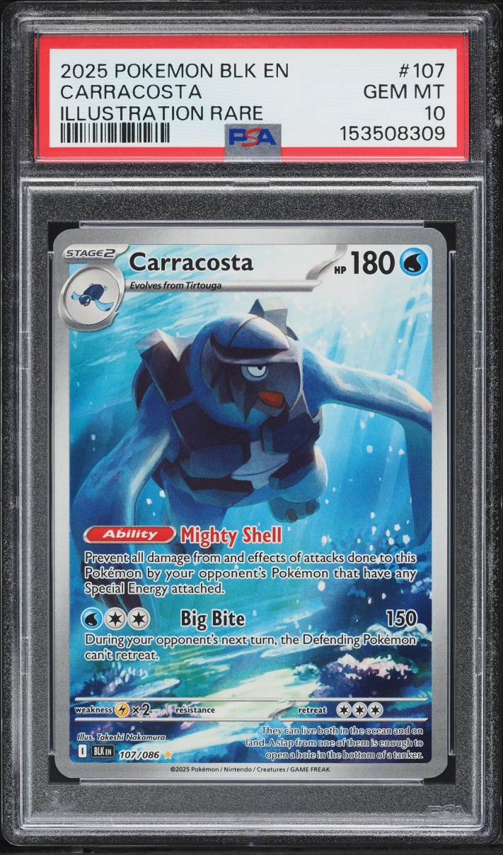 2025 Pokemon Scarlet & Violet Black Bolt IR Carracosta #107 PSA 10 GEM MINT
