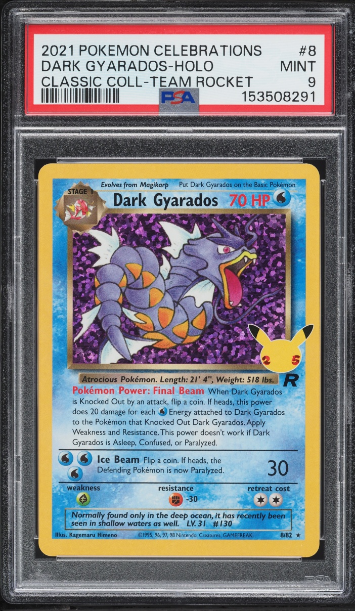 2021 Pokemon SWSH Celebrations Classic Team Rocket Holo Dark Gyarados #8 PSA 9 MINT