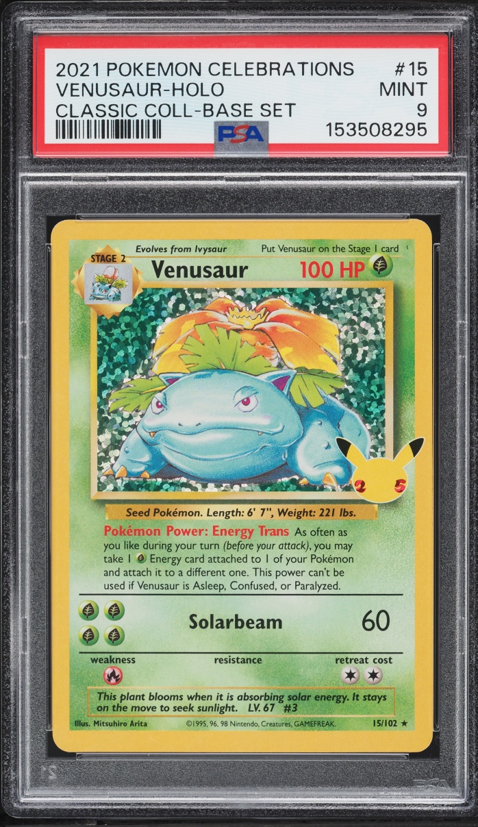2021 Pokemon Sword & Shield Celebrations Classic Collection Holo Venusaur #15 PSA 9 MINT