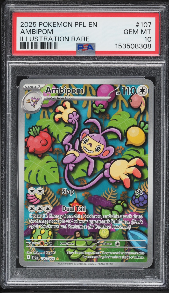 2025 Pokemon Mega Evolution Phantasmal Flames IR Ambipom #107 PSA 10 GEM MINT