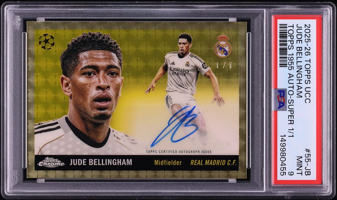 2025 Topps UEFA CC '55 Superfractor Jude Bellingham AUTO 1/1 #55-JB PSA 9 MINT