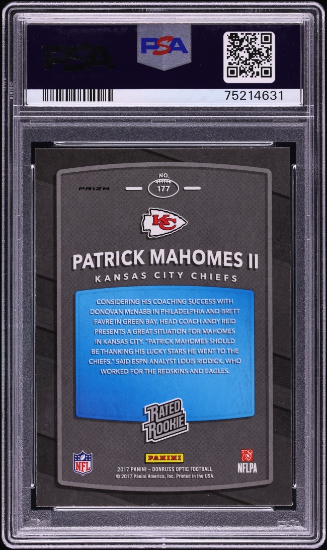 2017 Donruss Optic Red Yellow Patrick Mahomes II ROOKIE #177 PSA 10 GEM MINT